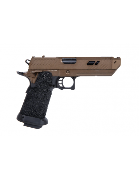 PISTOLA HICAPA CUSTOM GAS BLOW MARRON CON MALETIN