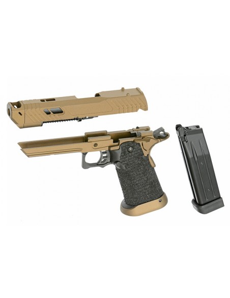 PISTOLA HICAPA CUSTOM GAS BLOW MARRON CON MALETIN