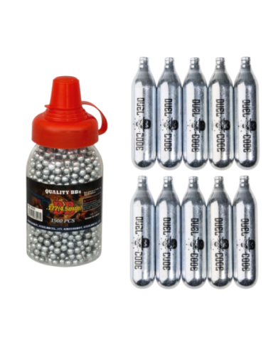 SET 1500BBS 4.5MM METAL + 10 BOTELLAS... SET 1500BBS 4.5MM METAL + 10 BOTELLAS...