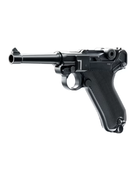 PISTOLA BALINES 4.5 CO2 LUGER P08 BLOWBACK NEGRA