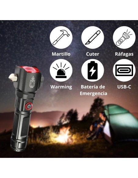 LINTERNA TACTICA DE EMERGENCIA CON ROMPECRISTALES