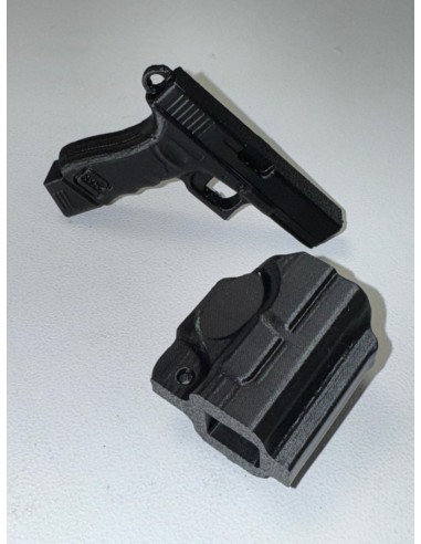 LLAVERO PISTOLA CON FUNDA NEGRO EN 3D